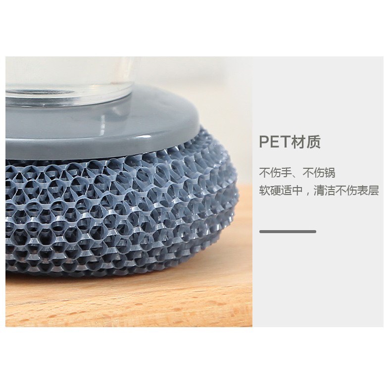 Bàn chải cọ xoong nồi, cọ bếp, cọ rửa bát đĩa có bình đựng xà phòng - dụng cụ chà xoong nồi có bình đựng nước rửa chén