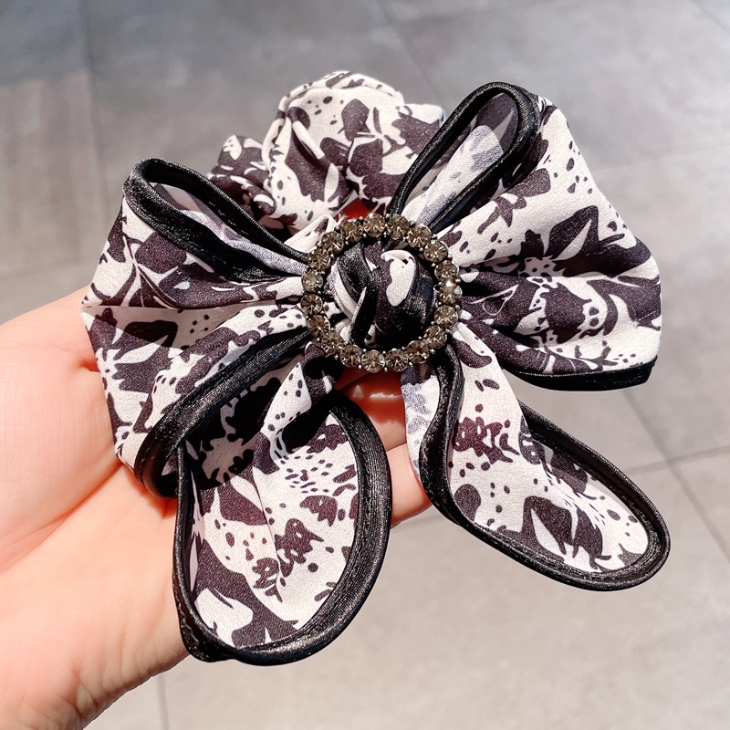 Dây Buộc Tóc Thắt Nơ Đính Đá Kim Cương Phong Cách Hàn Quốc Thanh Lịch Cho Nữ