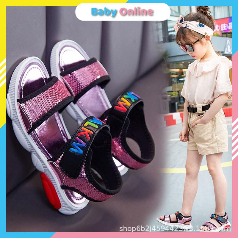 Sandal bé gái dáng thể thao phong cách thời trang quai hậu đế mềm chống trơn cho bé đi học đi chơi ( 6619 )