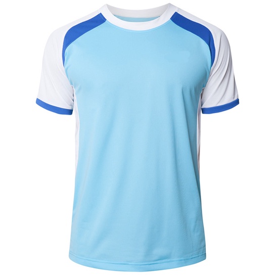 Áo thun thể thao Nidala màu xanh trắng có cổ chất cotton