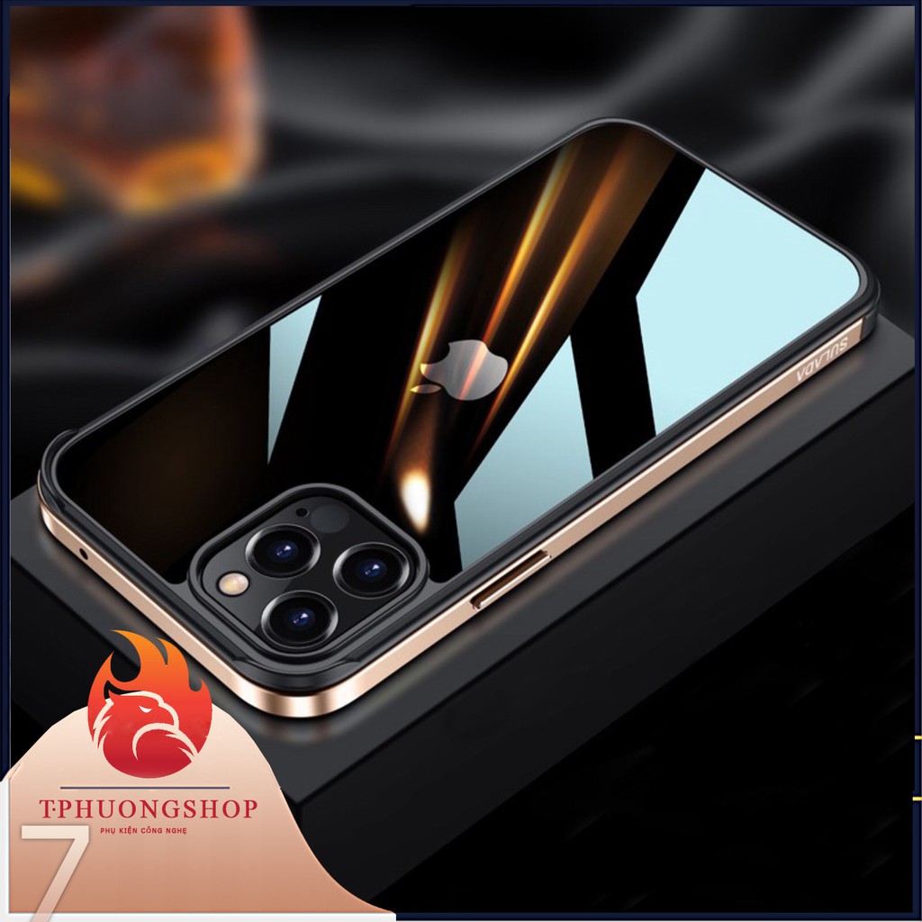 Ốp lưng iphone kính trong suốt SULADA viền dẻo cho iPhone 12 / 12 mini  / 12  pro max