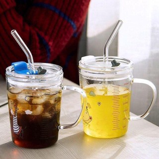 Cốc Pha Sữa Thuỷ Tinh CPS Có Vạch Chia ML Kèm Ống Hút