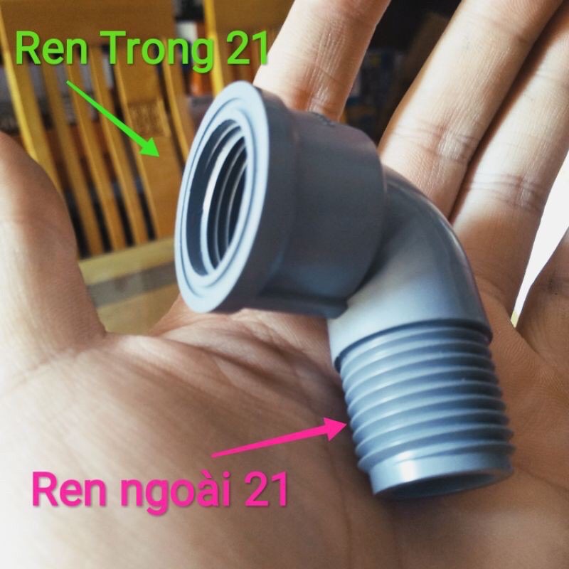 Co Cút Góc Ren Trong/Ngoài phi 21 - Nhựa PVC