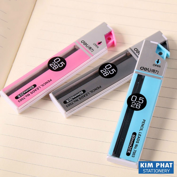 Ruột bút chì kim bấm, ngòi chì 0.5mm / 0.7mm 2B Deli