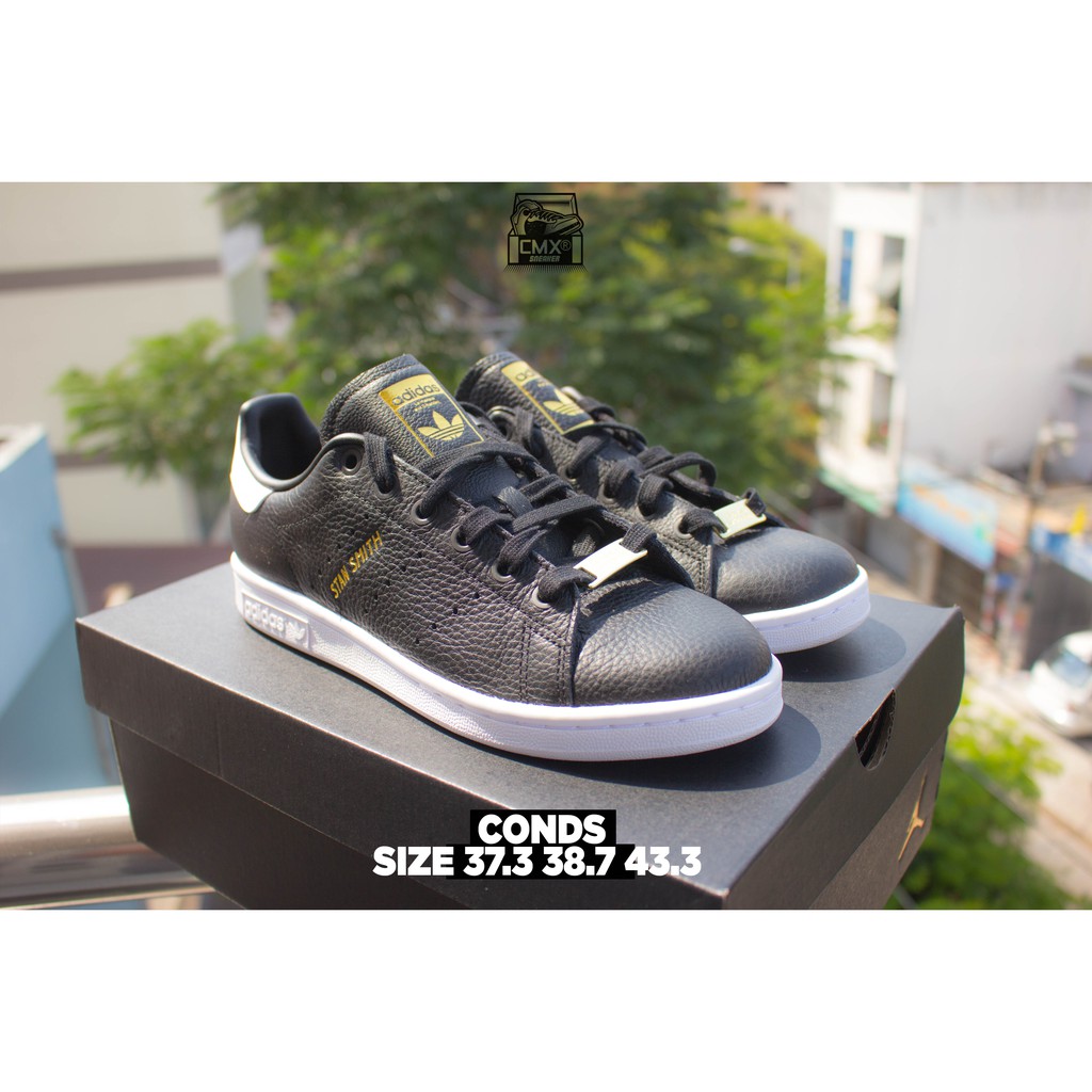 😘 [ HÀNG CHÍNH HÃNG ] Giày Adidas Stan Smith Core Black Tag Kim Loại - Size 37.3 38.7 43.3 - REAL AUTHETIC 100%