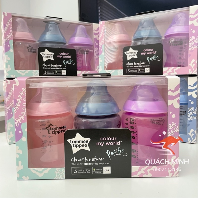 Set nguyên hộp 3 Bình Tommee Tippee 260ml - hàng Úc