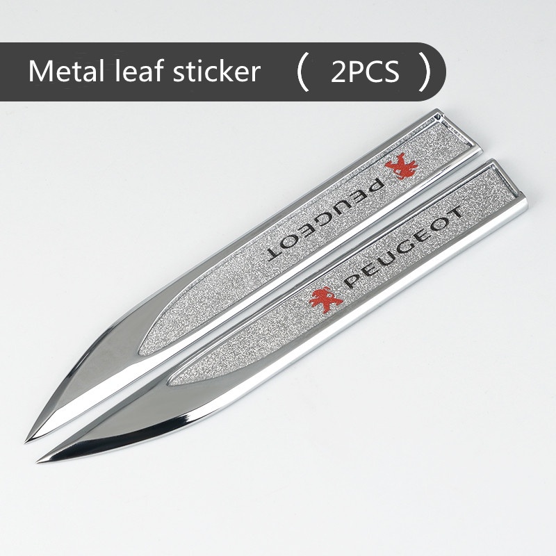 FENDER Bộ 2 Miếng Dán Kim Loại 3D Trang Trí Thân Xe Hơi Peugeot 5008 4008 308 208