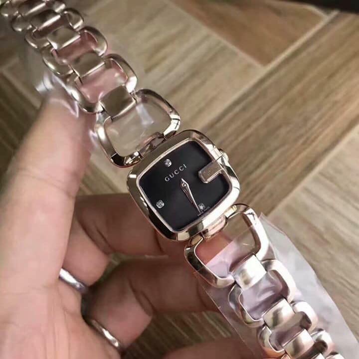 Đồng Hồ Nữ Gucci G Black Diamond Dial Rose Gold-tone YA125409
