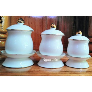 Ly cúng có nắp đậy,đại bi sứ trắng ngọc cao cấp