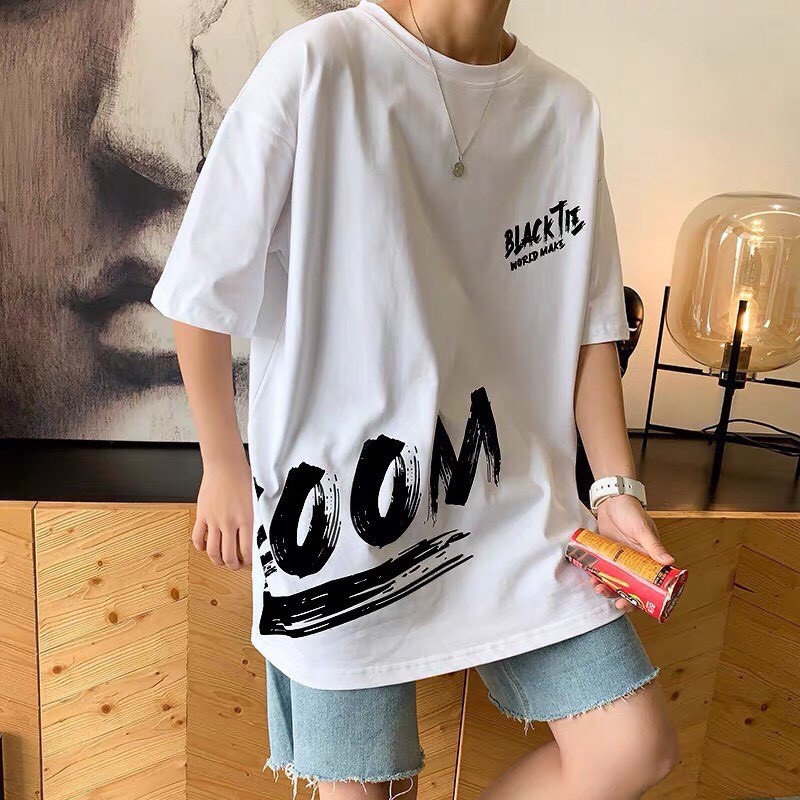 Áo thun tay lỡ 194SHOP vải coton dày dặn, co dãn, form rộng - Boom