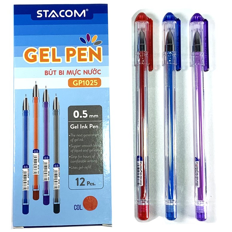 Bút mực nước nấp đậy đầu 0.5mm STACOM/GP1025 (SET 5 CÂY)