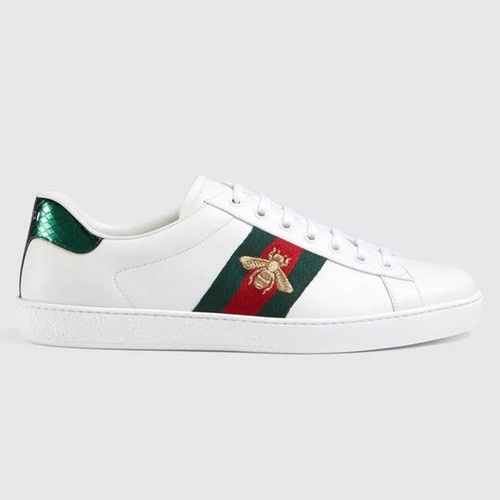 Giày Gucci Ace Embroidered Sneaker White Leather With Bee Màu Trắng Size 39