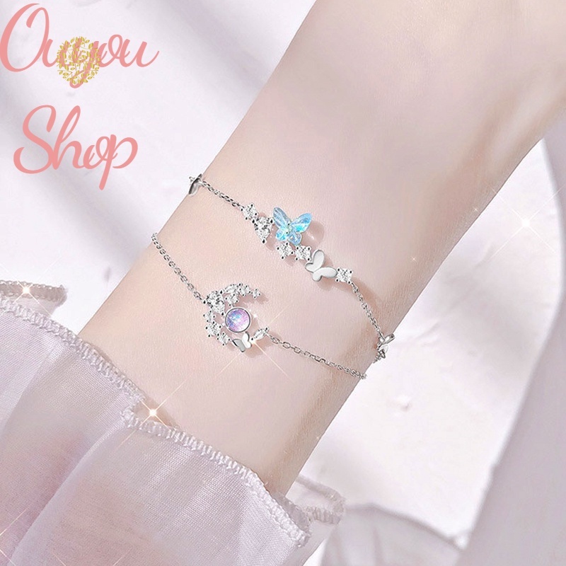 Vòng Tay Mặt Hình Mặt Trăng/ Bươm Bướm Phong Cách Hàn Quốc Cho Nữ