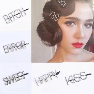 Hoa Kỳ-Thời Trang Nữ Bé Gái Kẹp Tóc Pha Lê Chữ Kẹp Tóc Barrette Trượt Tay Cầm