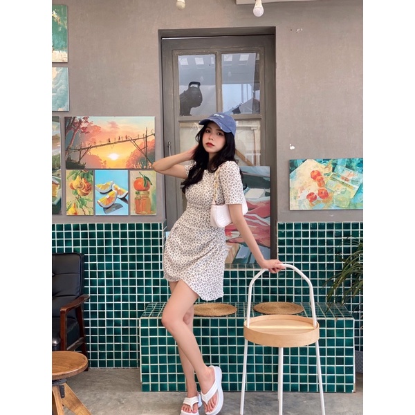 Đầm giao vạt tay bồng nhẹ hoạ tiết hoa nhí - Annie dress