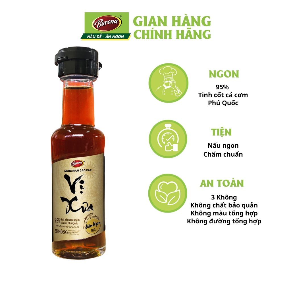 Combo 1 lốc (6 chai) Nước Mắm Cao Cấp Vị Xưa Barona 40N 50ml