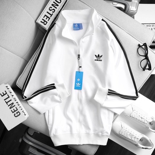 Áo Khoác Thể Thao 3 Sọc Nam - Nữ Thun Poly 2 Da Màu Trắng