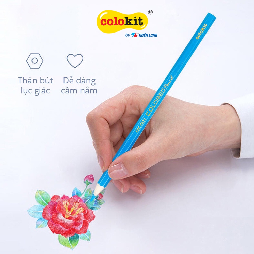 Bút chì màu chuyên nghiệp dạng lon Thiên Long Colokit - Tiêu chuẩn châu Âu - 12/ 24/ 36 màu