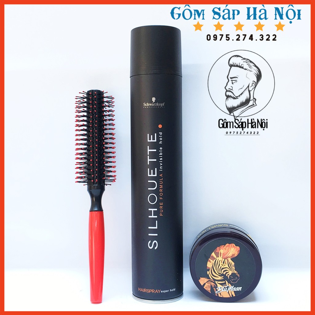 Combo Gôm Xịt Tóc Silhouette 400ml + Sáp Tạo Kiểu Bluman Ngựa Vằn Siêu Thơm