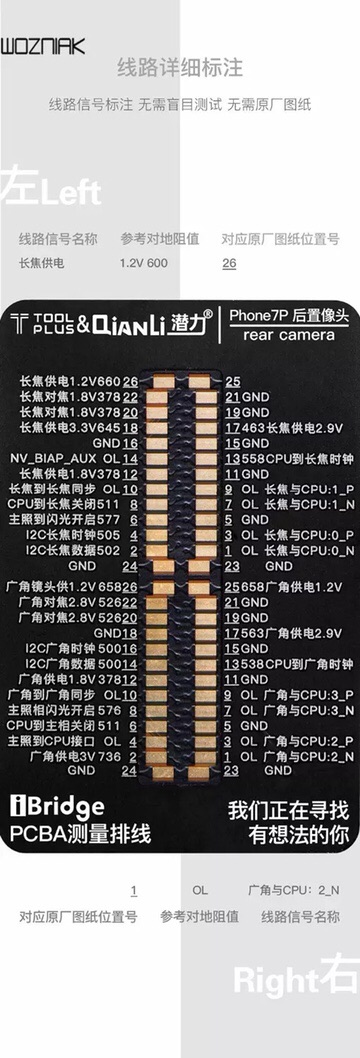 Cáp Quanli test socket iphone 6 6p 6s 6sp 7 7p 8 8p X