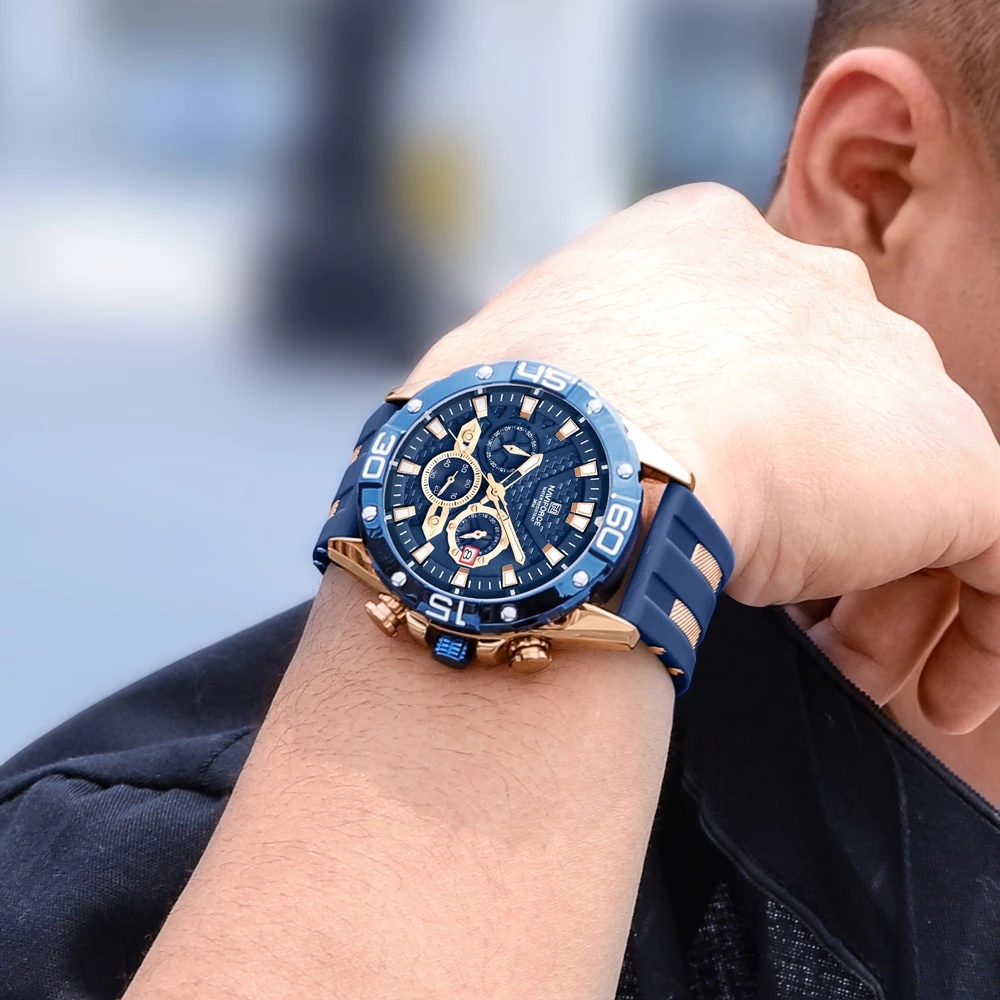 Đồng Hồ Quartz NAVIFORCE Chống Thấm Nước Với Dây Đeo Da 8019T