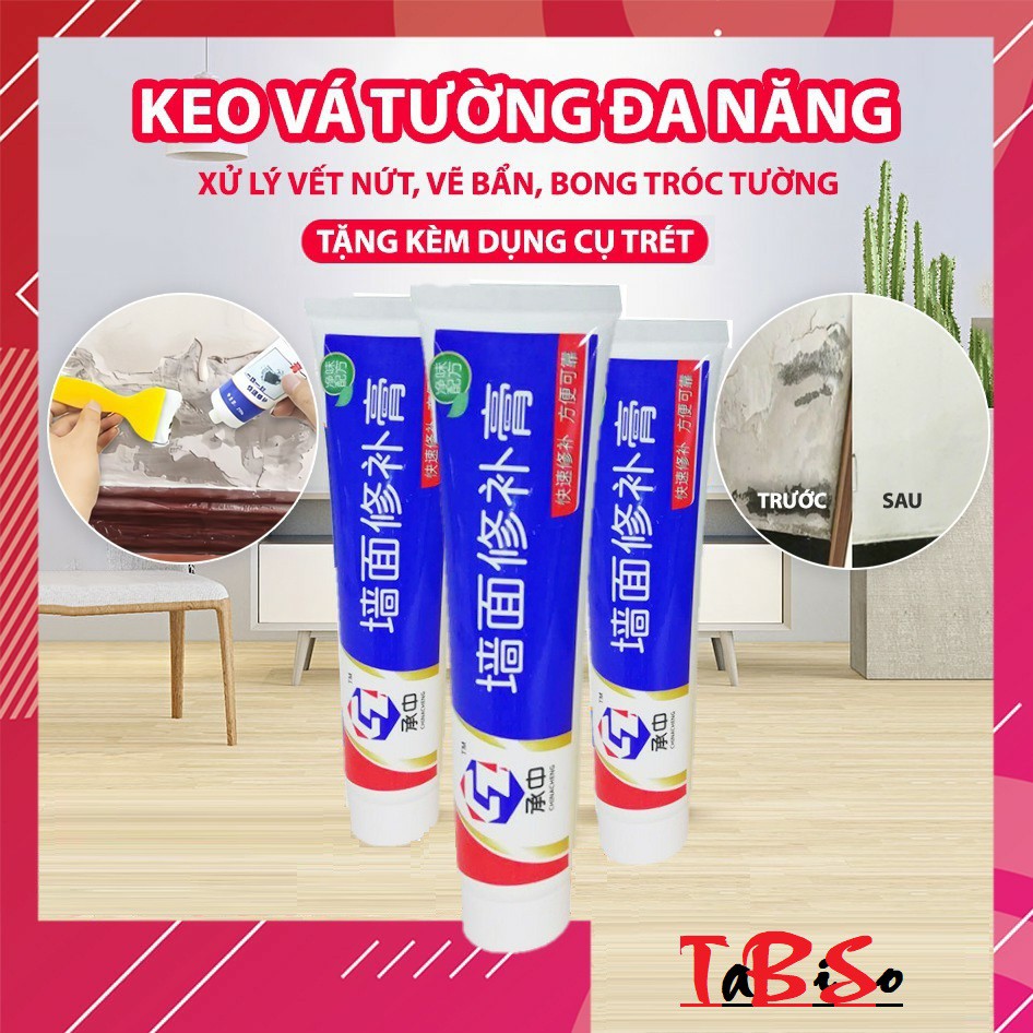 Keo Vá Tường Đa Năng CZ - Vá và Làm Sạch vết Tường Nứt, Ẩm Mốc, Trầy Xước, Bong Tróc - TABISO