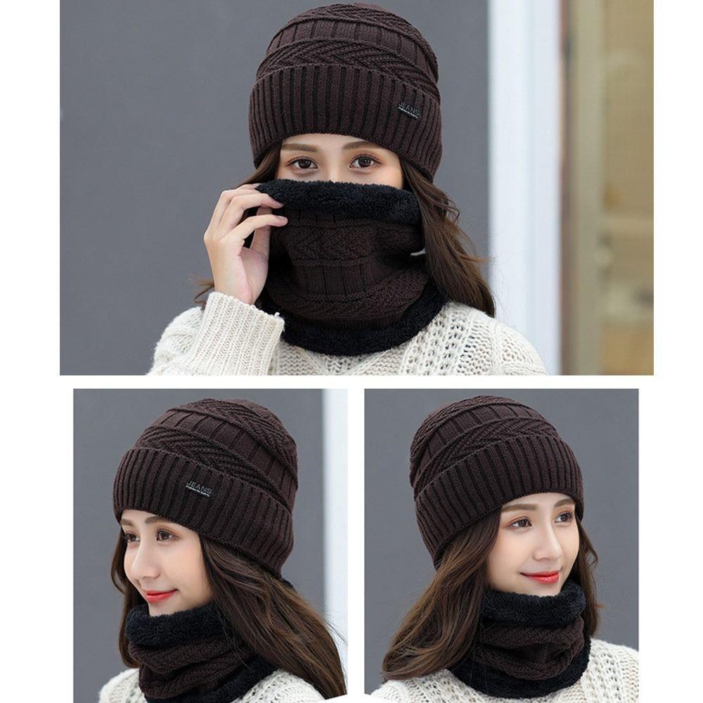 Mũ beanie Kèm Khăn Choàng Cổ Mềm Mại Ấm Áp MIHAN1