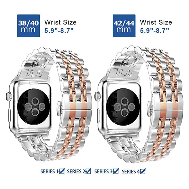 Dây Đeo Inox Cho Đồng Hồ Thông Minh Apple Watch Series Se 6 5 4 3 2 1 Kích Thước 38mm 40mm 42mm 44mm