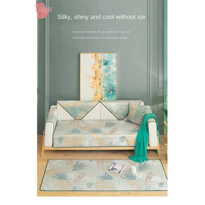 Vỏ Bọc Đệm Ghế Sofa Bốn Mùa Mùa Hè Bằng Lụa Lạnh Mát Chống Trượt Thông Dụng