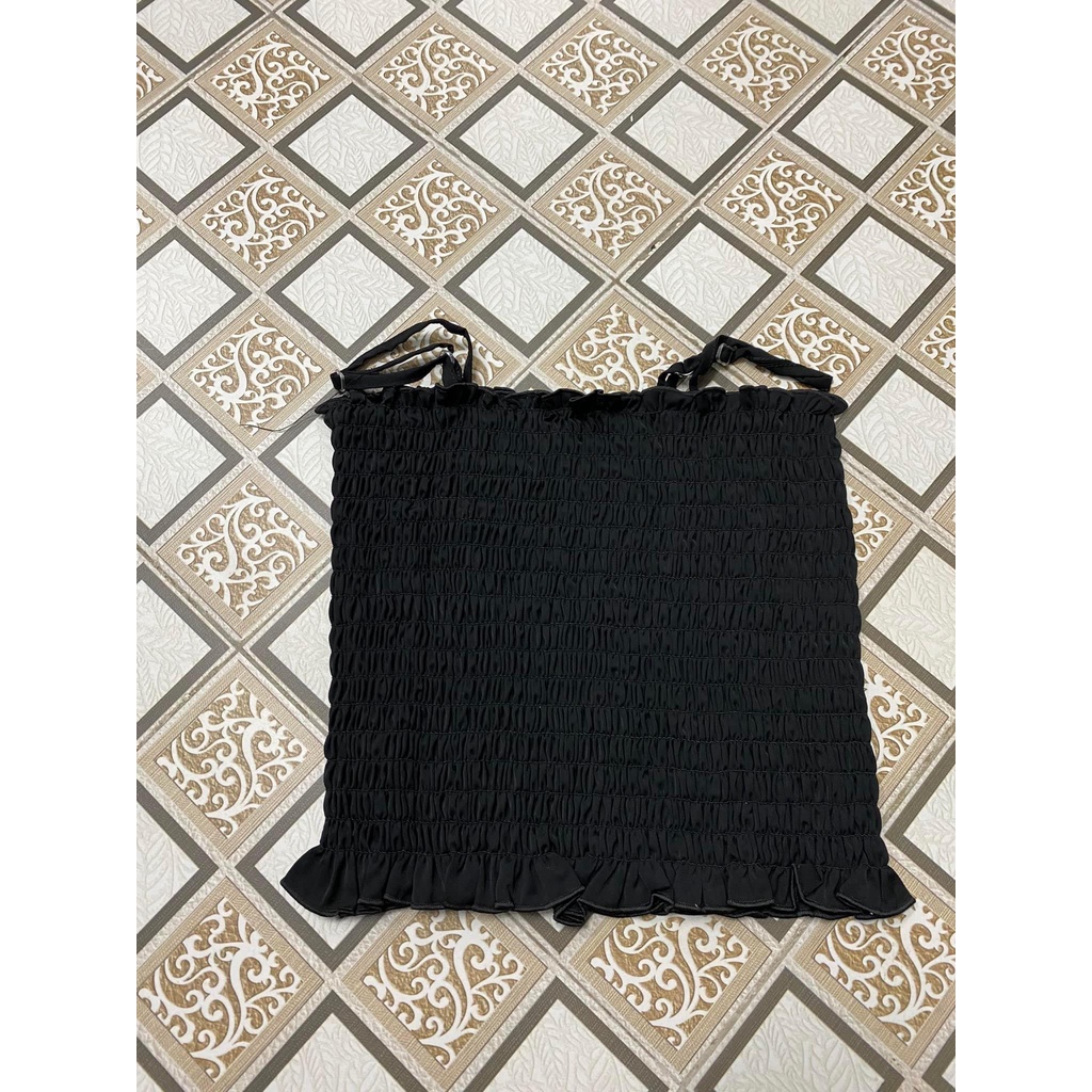 Áo Bra Nữ Nhún Dáng Lửng Siêu Hot - Áo 2 dây ngang ngực Croptop cotton 2 lớp , thun ống ôm body dây