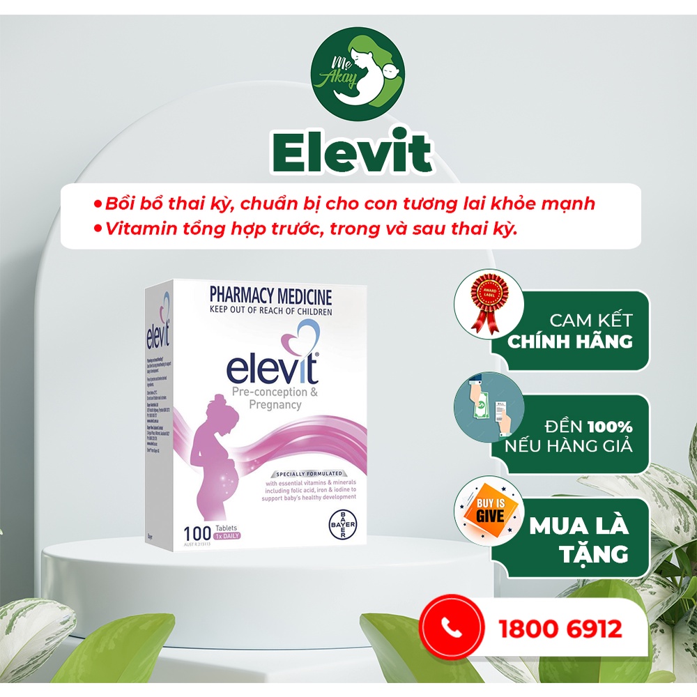 Vitamin dành cho bà bầu Elevit 100 viên chính hãng Bayer Úc giúp mẹ bầu có 1 thai kỳ mạnh khoẻ