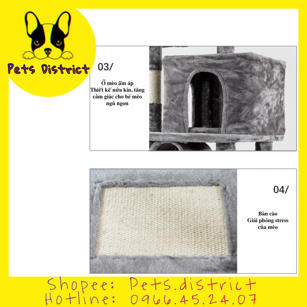 Cat tree nhà cây , bàn cào móng cho mèo giải trí vui chơi đa chức năng