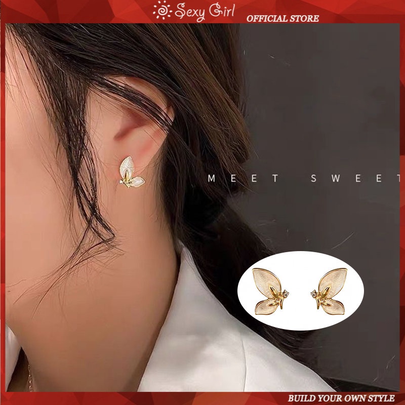 Bông Tai Mạ Bạc 925 Hình Bướm Nhỏ Xinh Quyến Rũ Thời Trang Hàn Quốc Cho Nữ