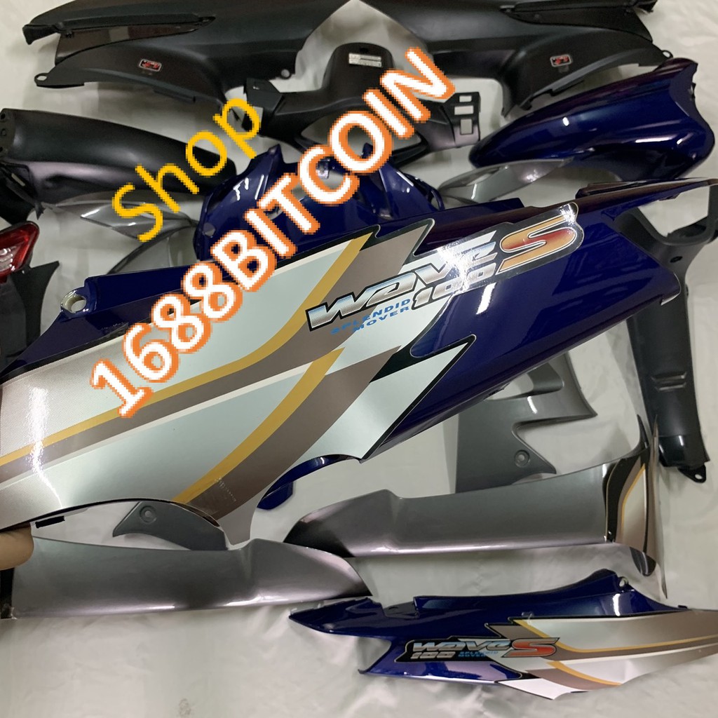 Dàn áo xe wave S100 XANH TÍM-wave rs -wave A -Full áo xe phù hợp đời 2006 đến 2017 -máy 100 và 50cc,mủ trắng ABS