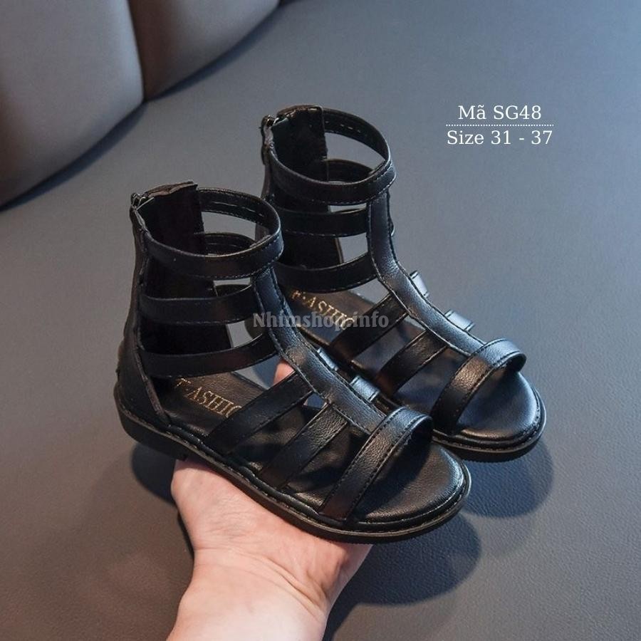 Giày sandal chiến binh cho bé gái 6 - 12 tuổi cổ cao màu trắng thời trang phong cách sành điệu đi tiệc biểu diễn SG48