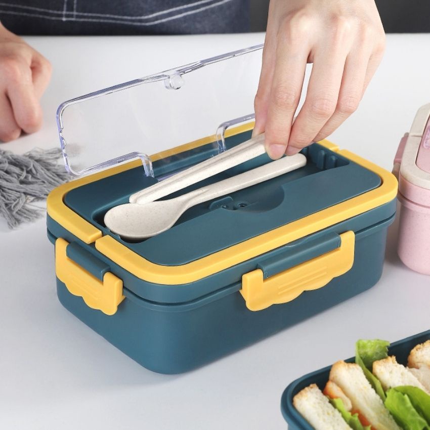 Hộp Cơm Trưa Văn Phòng 3 NGĂN K6 Loại 1 - Nhựa PP Cao Cấp - Kèm Đũa Thìa - Sử Dụng Lò Vi Sóng