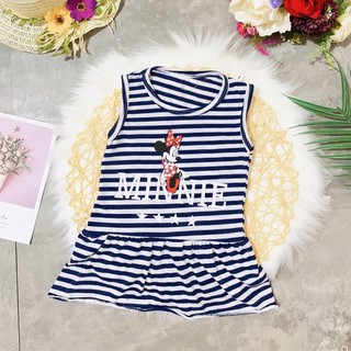 Váy Cho Bé Gái Mặc Hè Kẻ Ngang Họa Tiết Siêu Xinh Hàng Minky Mom Chất Cotton Siêu Mềm Mát