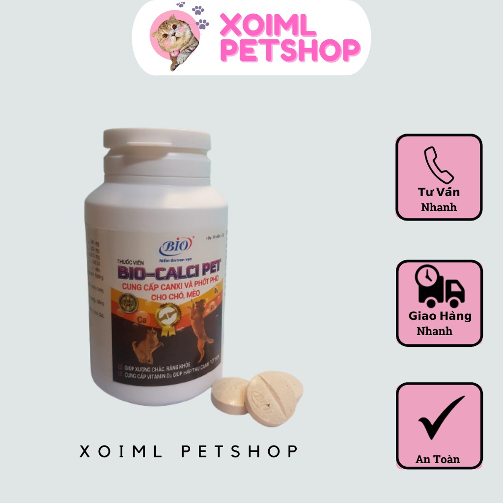 Viên bổ sung canxi, Phốt pho cho chó mèo BIO-CALCI PET