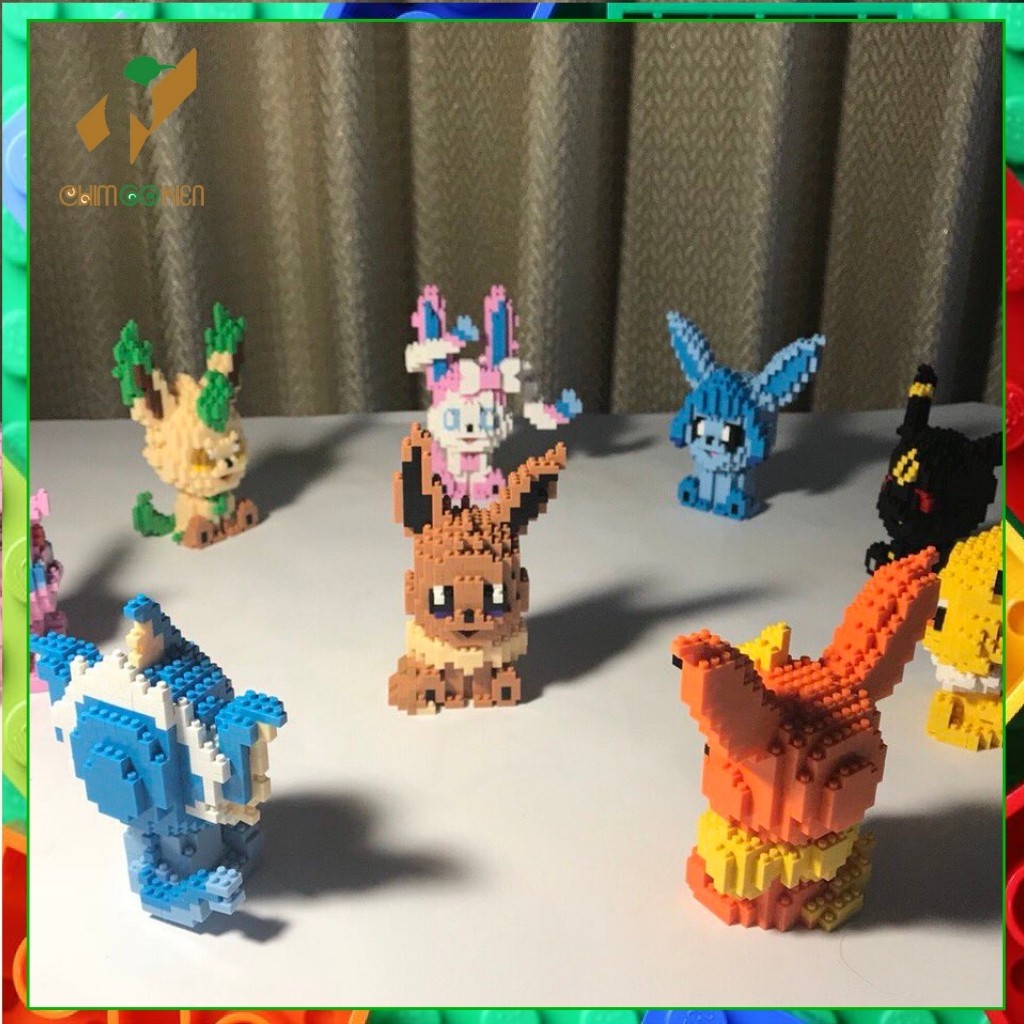 Lego pokemon 3d- Mô hình pokemon Eevee và các hệ tiến hóa Glaceon, Leafeon, Umbreon, Espeon, Jolteon, Vaporeon, Sylveon