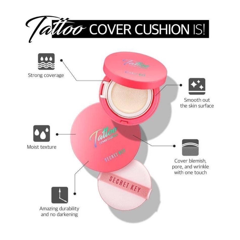 Phấn Nước Kiềm Dầu, Che Khuyết Điểm Hoàn Hảo Secret Key Tattoo Cover Cushion SPF50+/PA+++ | BigBuy360 - bigbuy360.vn