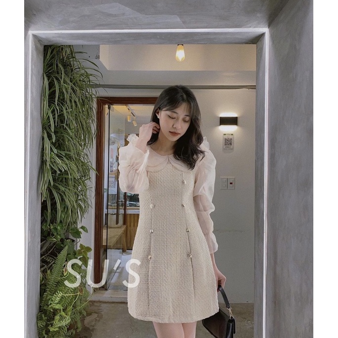 VÁY DẠ TWEED PHA TAY VOAN SIÊU SANG (hàng sẵn) | BigBuy360 - bigbuy360.vn