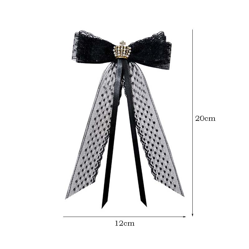 Nơ Ren Cài Cổ Áo Hình Vương Miện Đính Ngọc Trai