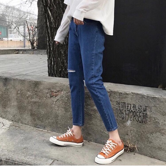 [CÓ SIZE ĐẠI] Quần Jean Baggy Boyfriends rách 1 gối | BigBuy360 - bigbuy360.vn