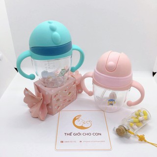 (ẢNH THẬT - tặng cọ ống hút) Bình tập uống chống sặc Little Bean tay cầm 240ml