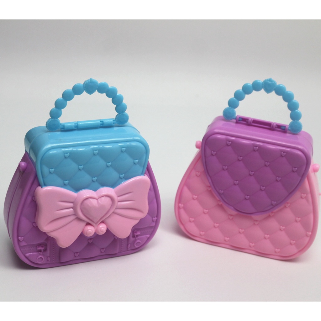 Phụ kiện búp bê túi xách nơ màu tím hồng cho búp bê barbie ANDATOY AD924