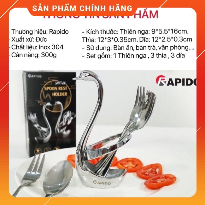 Set thìa dĩa Thiên Nga Rapido gồm 3 thìa 3 dĩa bằng inox không gỉ hàng chính hãng