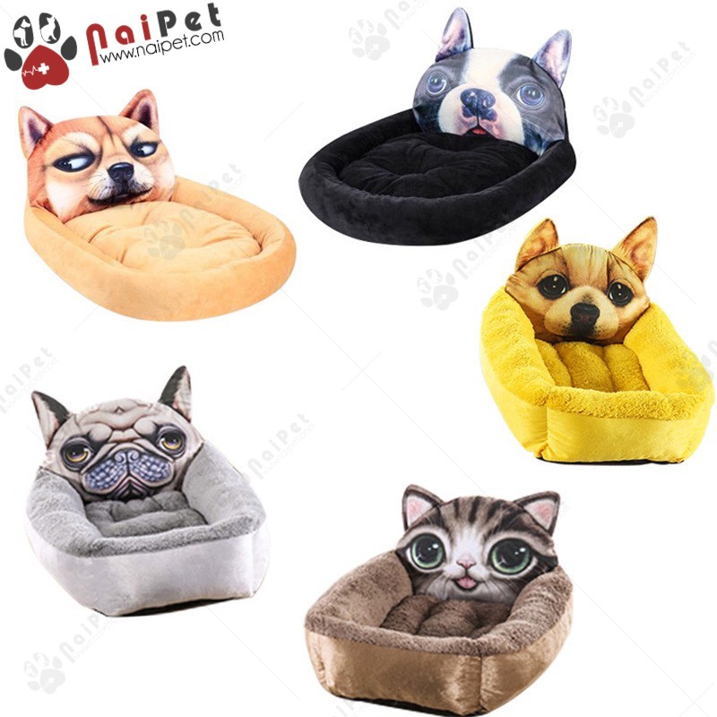 Ổ Nệm Nằm Giường Nằm Hình Mặt Thú 3D Cho Thú Cưng DN021