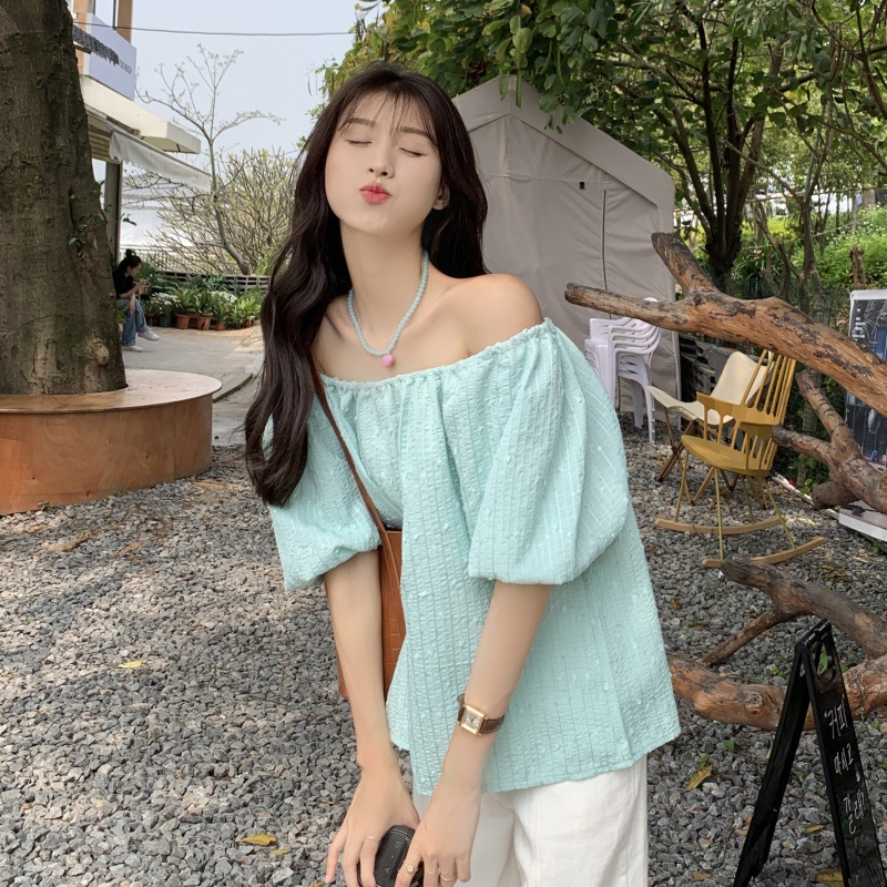 Áo Trễ Vai Tay Ngắn Dáng Rộng Thiết Kế Hợp Thời Trang