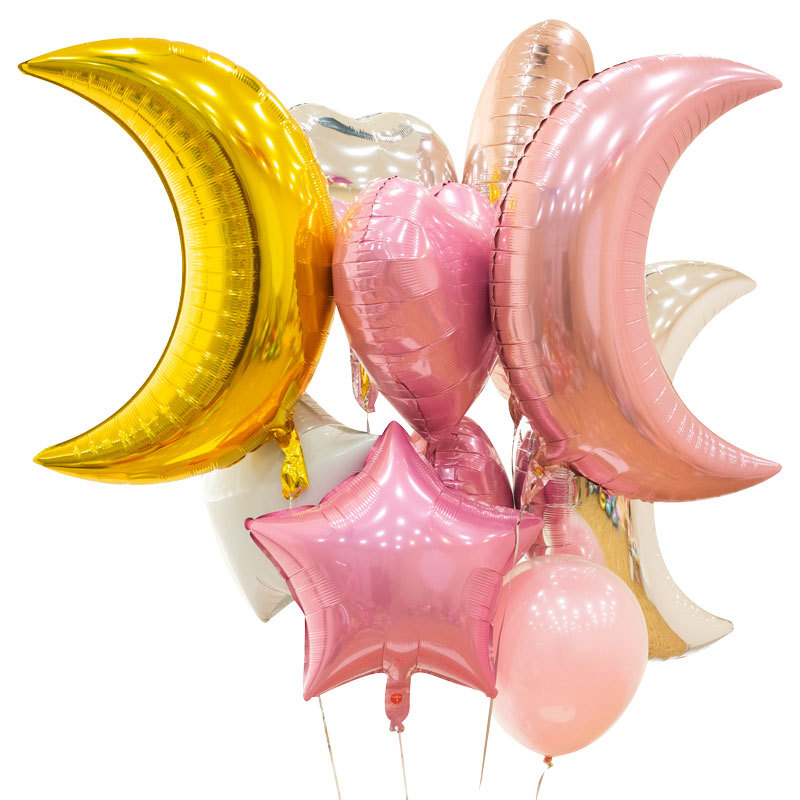 1 Bong Bóng Nhôm 36 Inch Hình Mặt Trăng Dùng Trang Trí Tiệc Cưới, Sinh Nhật, Valentine