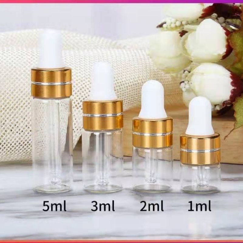 Lọ Serum, lọ chiết tinh dầu chiết bóp nhỏ giọt khoen vàng thủy tinh mỏng chiết nước hoa tinh dầu 2ml,3ml, 5ml